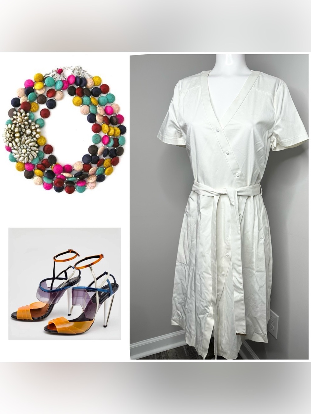 Ted baker White Wrap-Style Short Sleeve Dress- preloved-4 - Picture 1 of 16